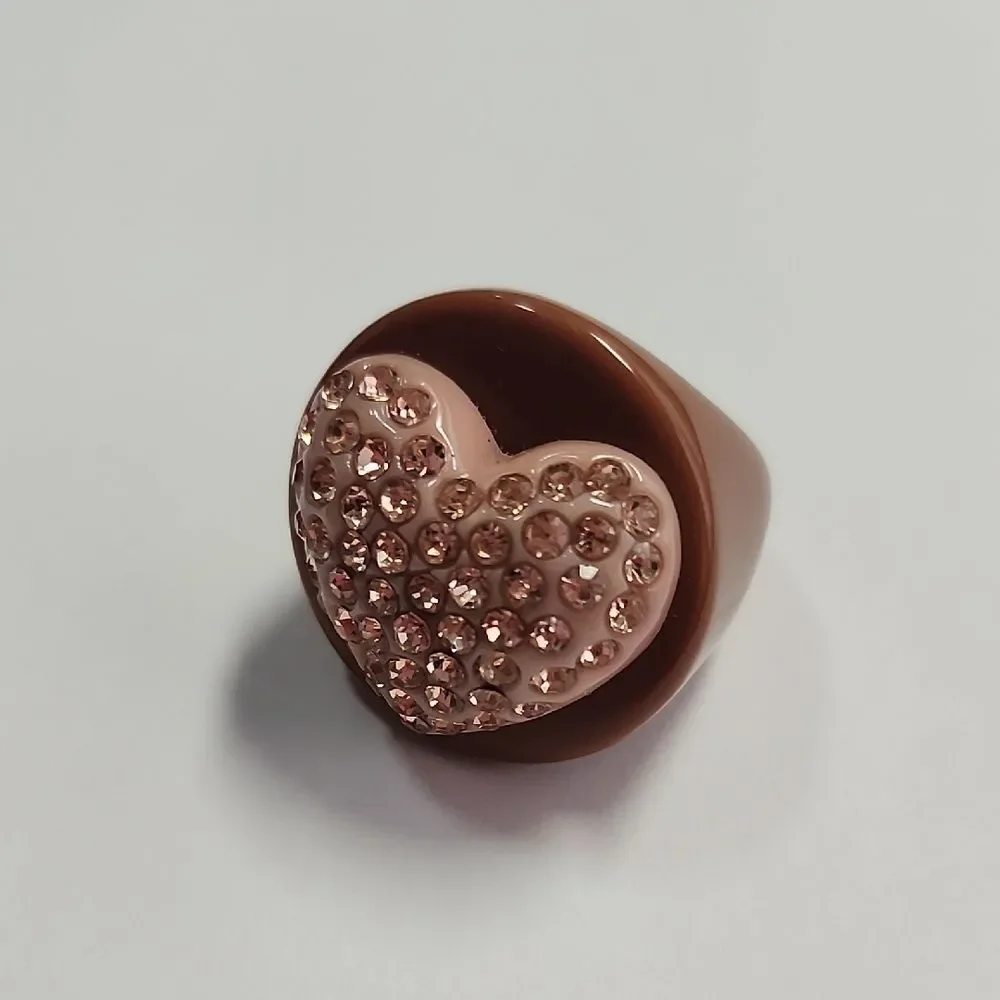 Crystal Heart Circle Ring by Sparklemuse  Size 9